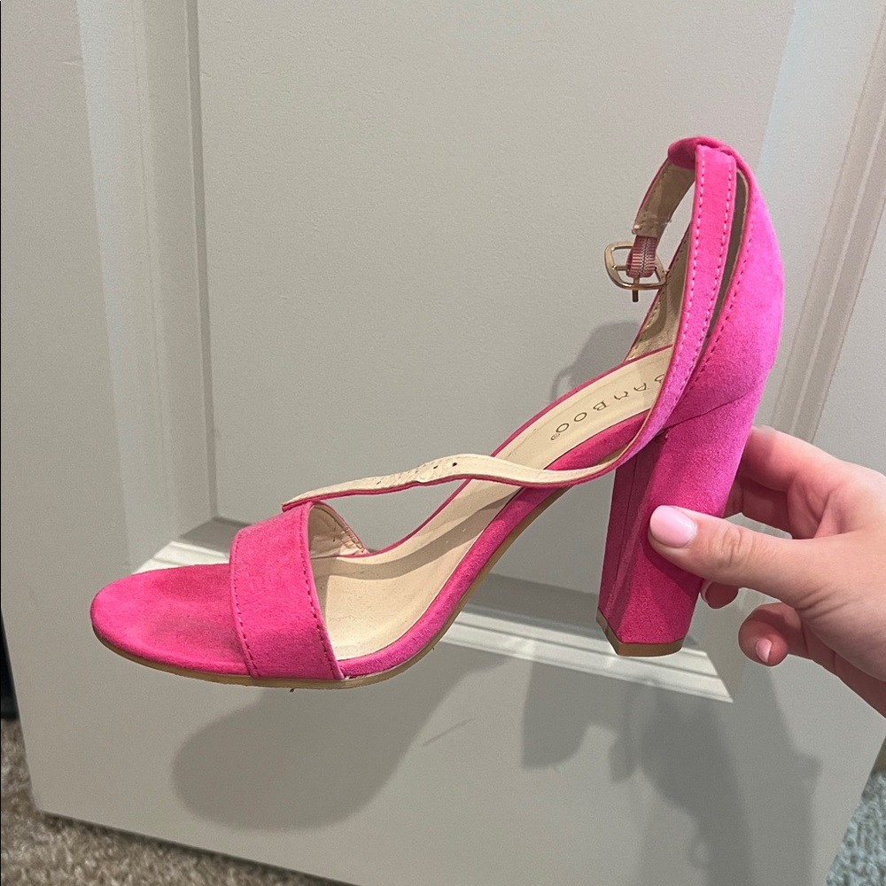 BAMBOO Fuchsia Suede Heels
